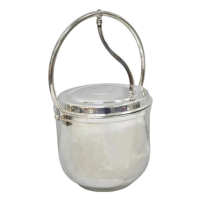 Vintage Art Deco Silver Plated Reticulating Hinge Bar Ice Bucket by Towle For Sale