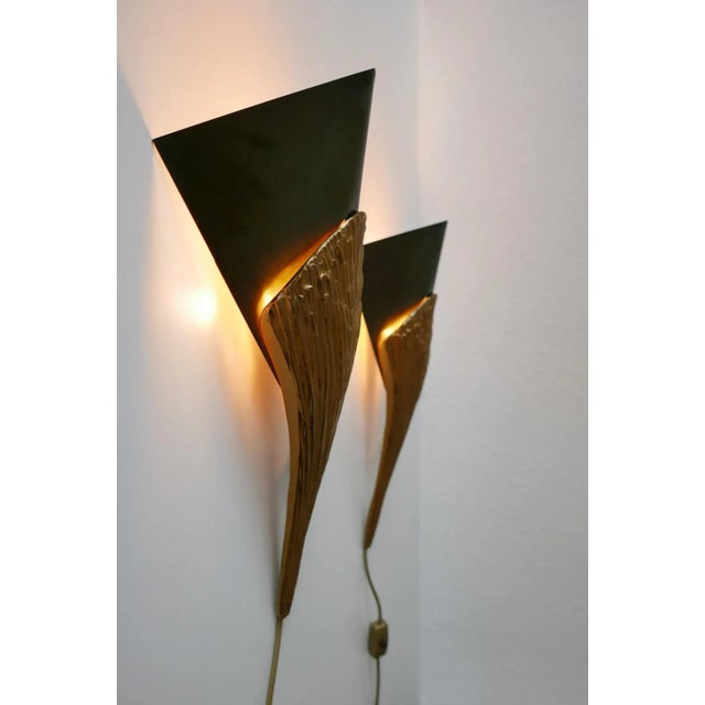 Large Bronze Nefertiti Sconces by Chrystiane Charles for Maison Charles, 1980s, Set of 2 For Sale - Image 12 of 15