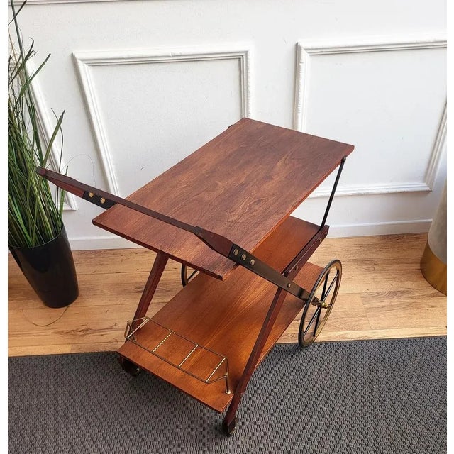 Vintage Art Deco Italian Wood and Brass Dry Bar Cabinet by Paolo Buffa, 1950s For Sale - Image 6 of 8