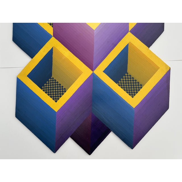 Original 1970's Op Art Panel Painting For Sale - Image 4 of 10