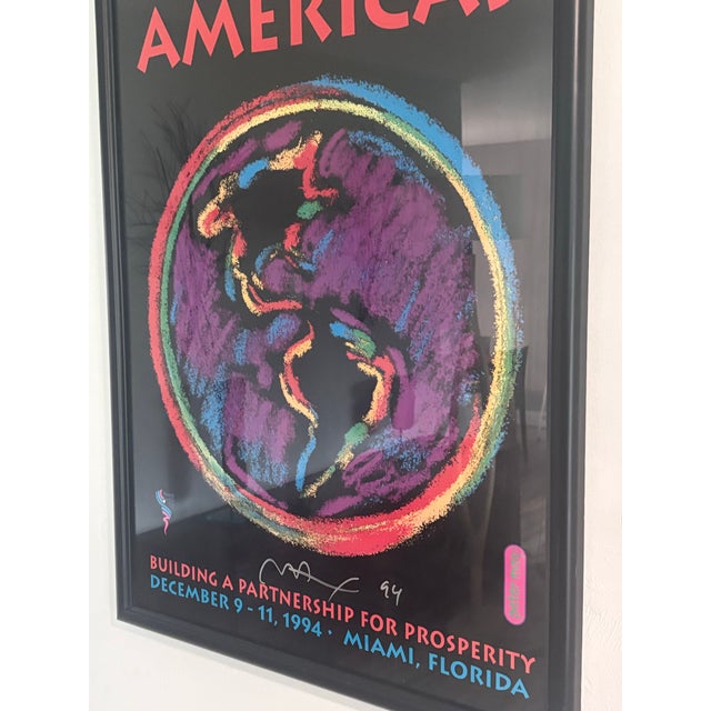 1990s Peter Max Signed “Summit of the Americas” Poster, 1994 Miami For Sale - Image 5 of 5