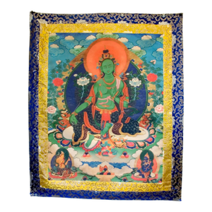 Chinese Painted Thangka of Bodhisattva Green Tara