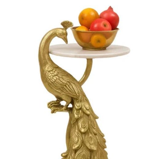 Modern Loomlan Peacock Gold Round Accent Table For Sale - Image 3 of 3