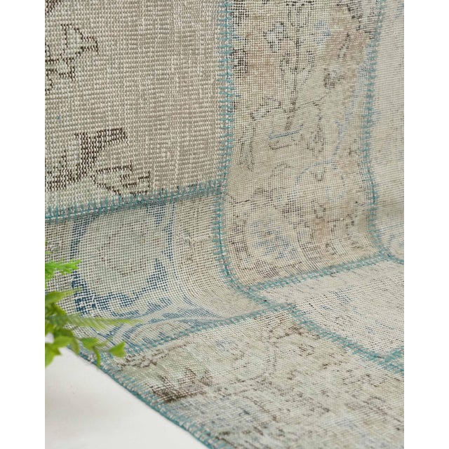Vintage Beige Patchwork Turkish Runner Rug - Handwoven Boho Carpet For Sale - Image 4 of 11