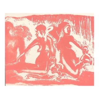 1971 Adrienne Anderson Pink Female Nude Lithograph For Sale