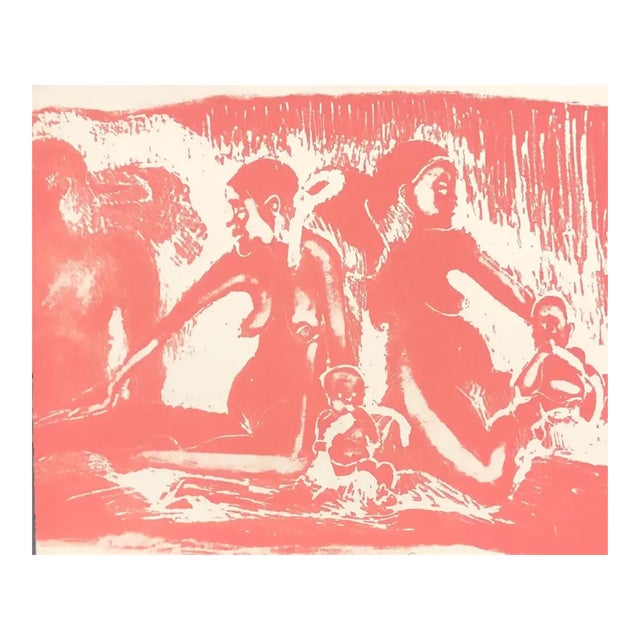 1971 Adrienne Anderson Pink Female Nude Lithograph For Sale