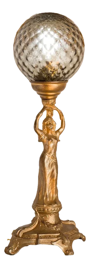 Antique Art Nouveau Liberty Table Lamp With Crystal Sphere, 1900s