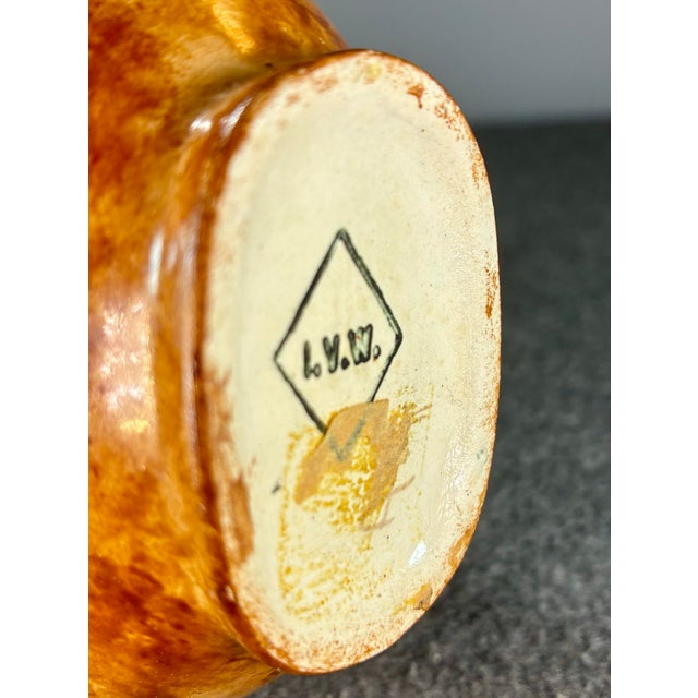 Yellow Antique Hand Painted Porcelain Vase For Sale - Image 8 of 8