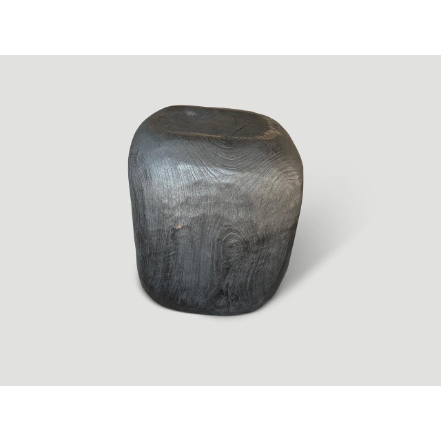 2010s Andrianna Shamaris Charred Minimalist Side Table or Stool For Sale - Image 5 of 5