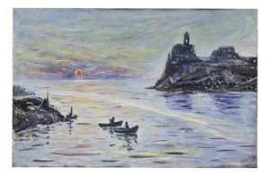 Michelangelo Cupisti, Sunset in Porto Venere, Oil Painting, 1997