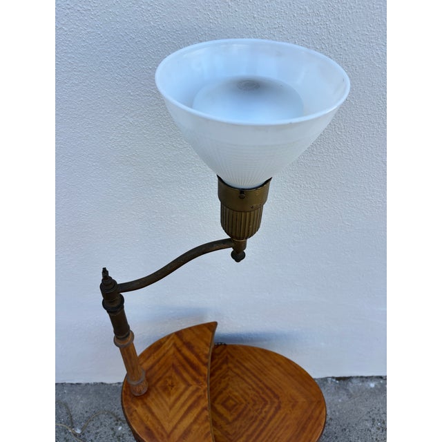 French Antique French Louis XVI-style Etagere Tiered Side Table Featuring a Built-in Brass Floor Lamp, Circa Late 19th Century For Sale - Image 3 of 10