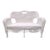 Henry Link Vintage White Wicker Outdoor Settee With Blue Stripe Cushion For Sale - Image 4 of 8