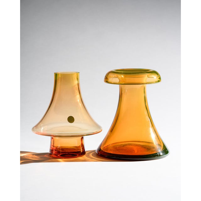 Pair of hand-blown glass vases attributed to cari zalloni for the wmf group, germany, dating from the 1970s. The two...