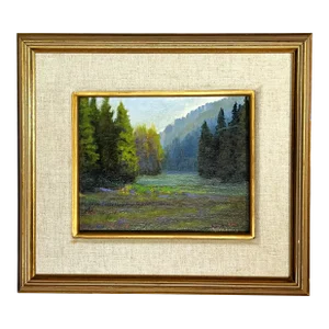 Bob Wiermaa (California 1934- Present) Signed Original Oil Painting on Board "Sequoia Meadow"