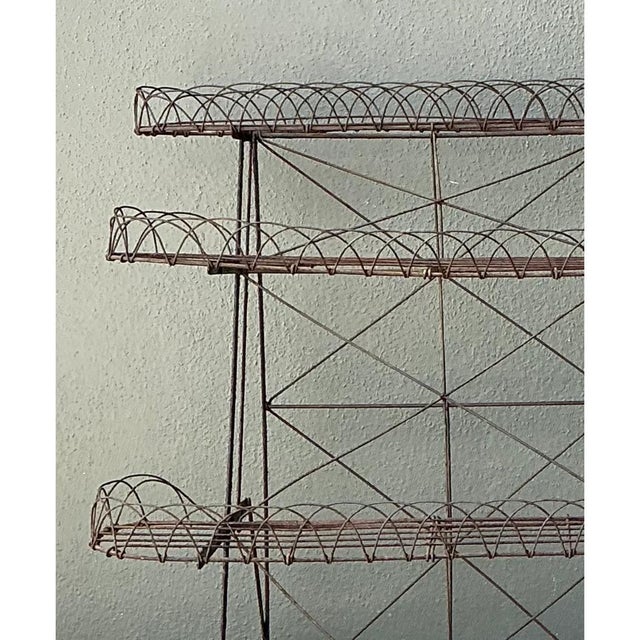 French Country Vintage Three-Tier Wire Plant Stand For Sale - Image 3 of 12