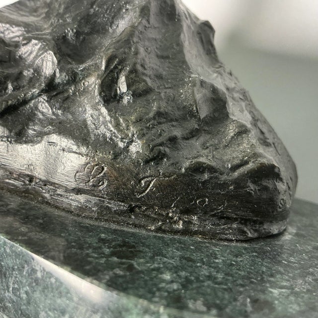 Vintage French Art Deco Pierre Le Faguays Bronze Nude Sculpture, Girl With Dove For Sale - Image 17 of 18