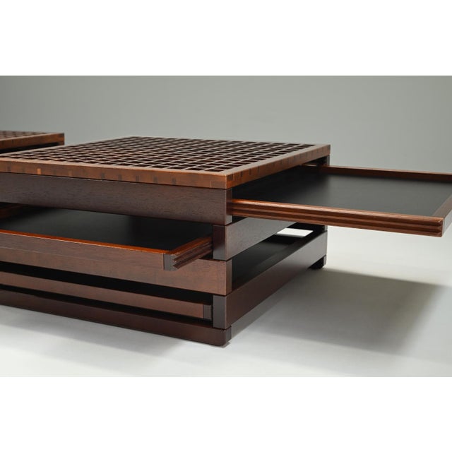 Wood Tetra Tables by Bernard Vuarnesson for Bellato, Italy, 1980s, Set of 2 For Sale - Image 7 of 10