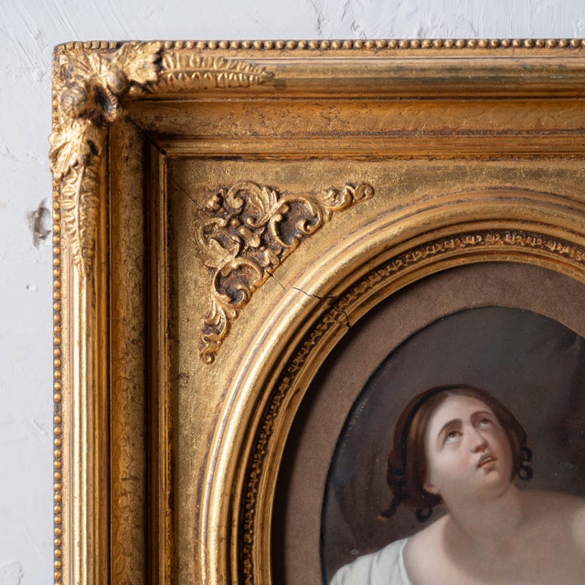 19th Century "Cleopatra With the Asp" Oil Painting, After Guido Reni, 19th Century For Sale - Image 5 of 11