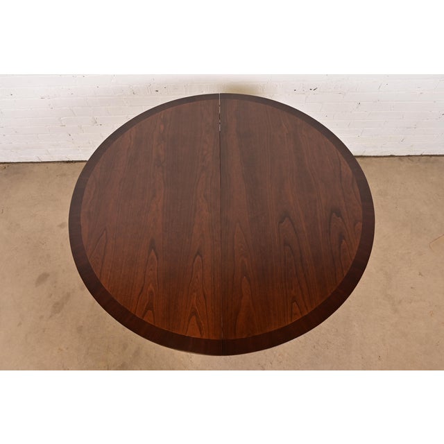 Baker Furniture Style Regency Banded Cherry Wood Pedestal Extension Dining Table, Newly Refinished For Sale - Image 10 of 13