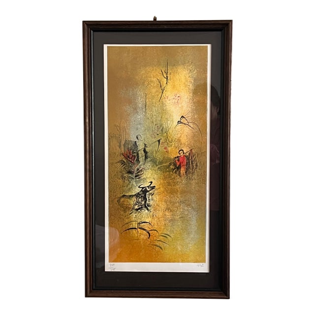 1970s Hoi LeBaDang Signed and Numbered C1974 Limited Lithograph “The Garden” No. 334/375, Framed For Sale