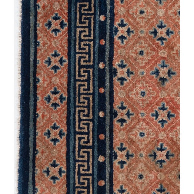 Orange Antique Circa 1900 Orange Chinese Hand Knotted Rug 4ft 4in X 6ft 9in For Sale - Image 8 of 9