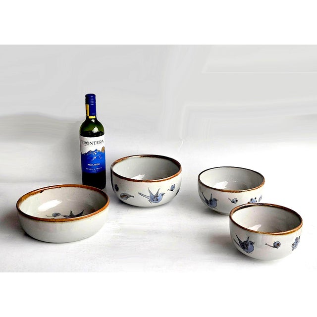 Ceramic Vintage Set of Tonala El Palomar Blue Serving Bowls by Ken Edwards Pottery, 4 Pieces For Sale - Image 7 of 17