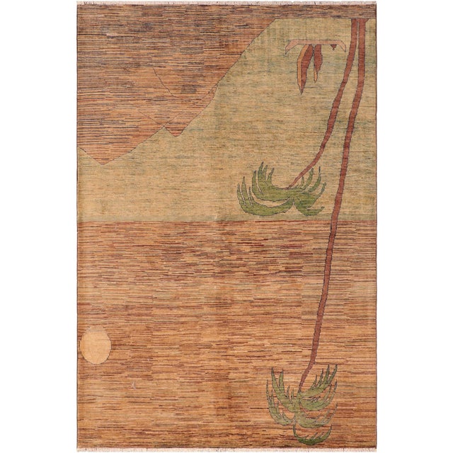 Bohemian Gabbeh Blue/Green Wool Rug - 6'1'' X 8'10'' For Sale - Image 10 of 10