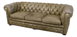 Green Leather Tufted Back Chesterfield Sofa