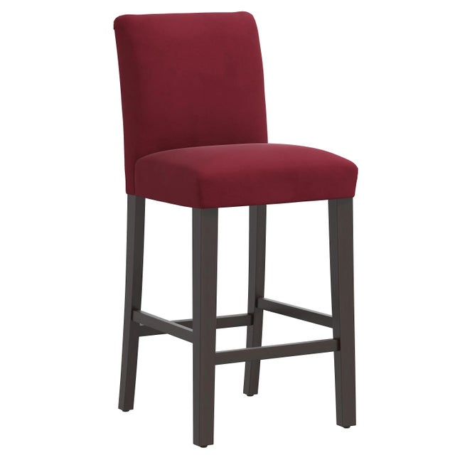 Maroon Chelsea Bar Stool in Berry Classic Velvet For Sale - Image 8 of 8