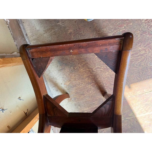 Wood Early 20th Century Set of 6 Crotch Flame Mahogany Empire Style Saber Leg Dining Chairs For Sale - Image 7 of 18
