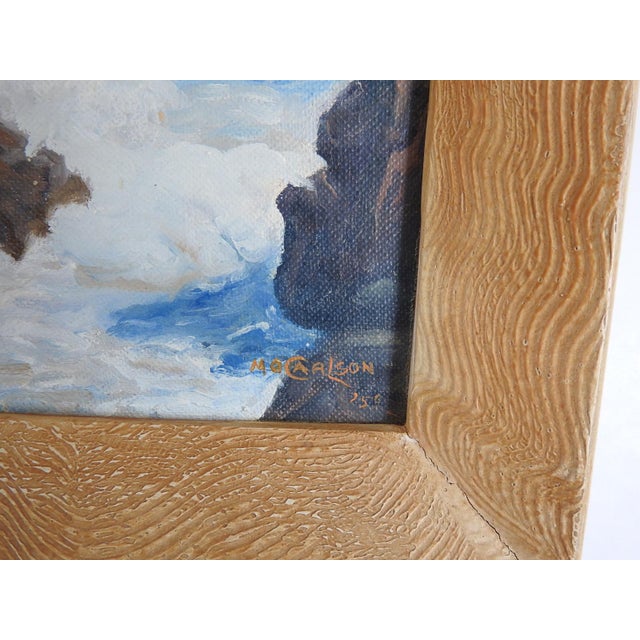 Rustic Small 1959 Margaret Goddard Carlson Seascape Painting For Sale - Image 3 of 4