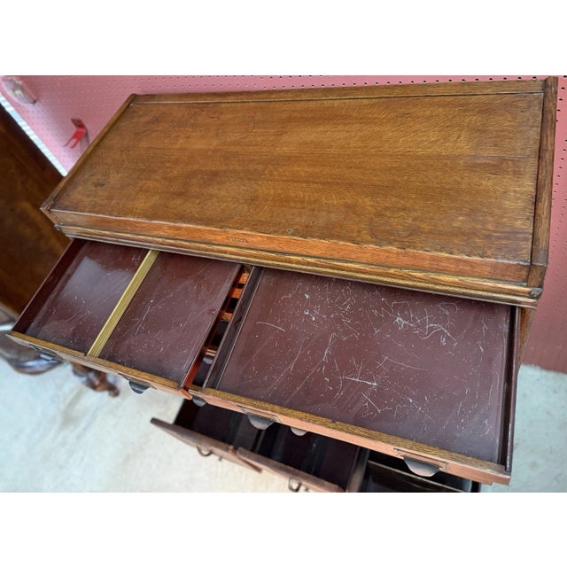 Wood Antique Globe Brand Oak Stacking File Card Catalog Cabinet Circa 1900 For Sale - Image 7 of 14