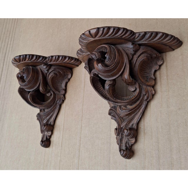 Pair of Mid 20th Century Rococo Style Carved Hardwood Wall Brackets For Sale In Washington DC - Image 6 of 14