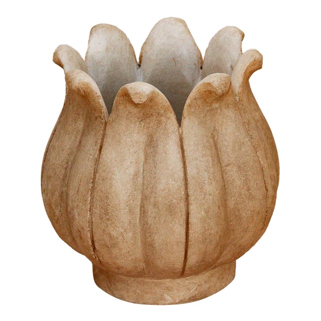 9"Dm Carved Marble Lotus Bowl For Sale
