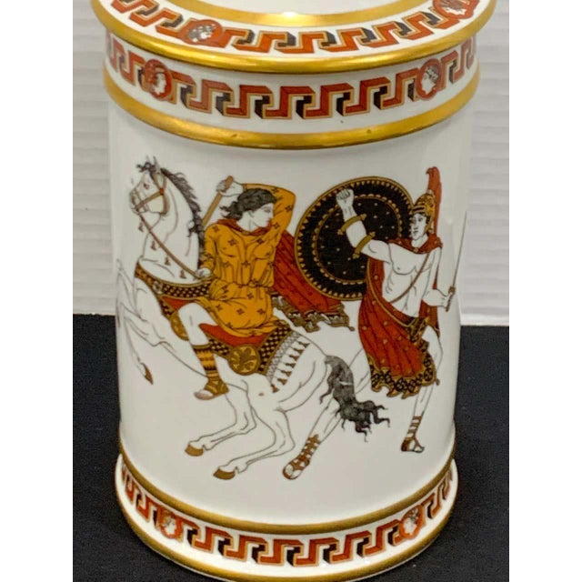Gold Early 20th Century French Greek Revival Porcelain Apothecary Jar For Sale - Image 8 of 10
