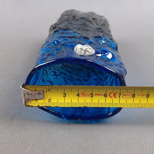 Transparent Blue Bark Design Glass Vase from Kosta, Sweden, 1970 For Sale - Image 15 of 17