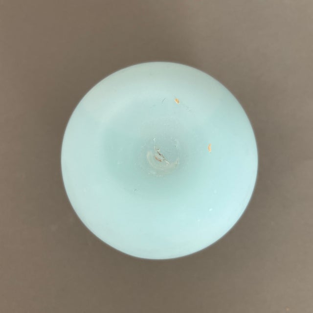 Aqua Vintage Aqua and White Ruffled Satin Glass Vase 4” For Sale - Image 8 of 8