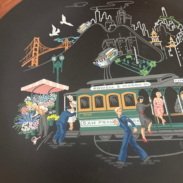 Mid-Century Modern 1950s Mid Century Modern Flintwood Tray With San Francisco Scene For Sale - Image 3 of 4