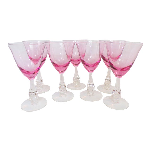 Vintage Tiffin Franciscan Wistaria Pink Cordial Glasses Set of Seven