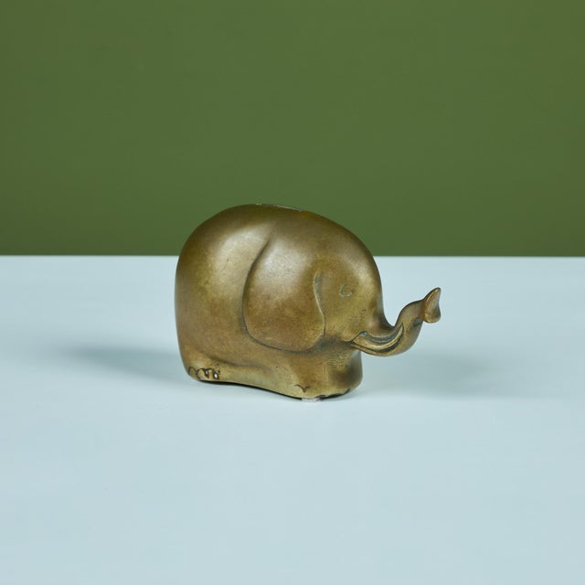 Metal Brass Elephant Piggy Bank For Sale - Image 7 of 12