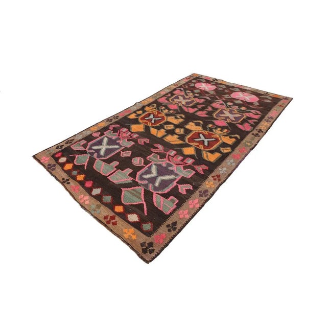 Mid-Century Modern Mid 20th Century Vintage Turkish Kars Kilim Rug For Sale - Image 3 of 7