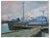 Nikolajs Breikss, Port, Big Ship, 1964, Oil on Cardboard For Sale