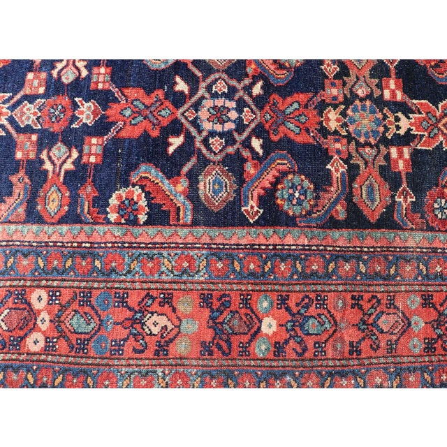 Early 20th Century Antique Persian Malayer Rug With Colorful Geometric All-Over Design in Dark Blue 5'1 X 6'8 For Sale - Image 5 of 15