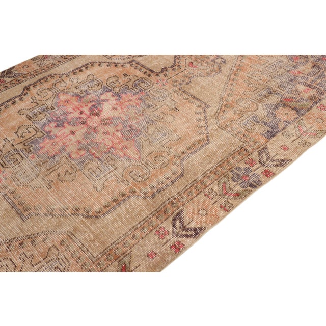 Vintage Oushak Beige Wool Area Rug, 4' 4'' X 7' 0'' For Sale - Image 4 of 6