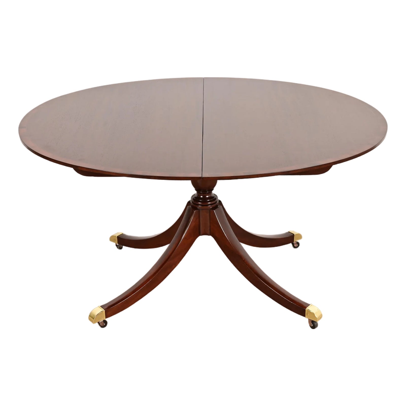 Baker Furniture Georgian Banded Mahogany Pedestal Extension Dining ...