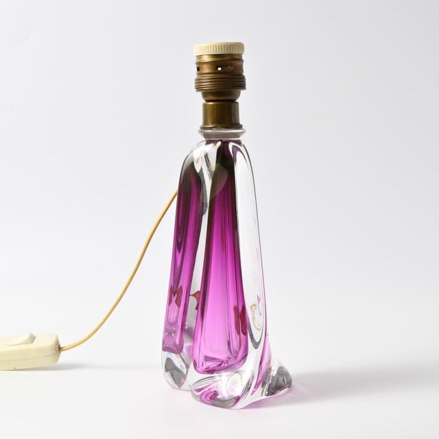 1960s Mid-Century Purple Glass Table Lamp from Val Saint Lambert, 1950s For Sale - Image 5 of 14