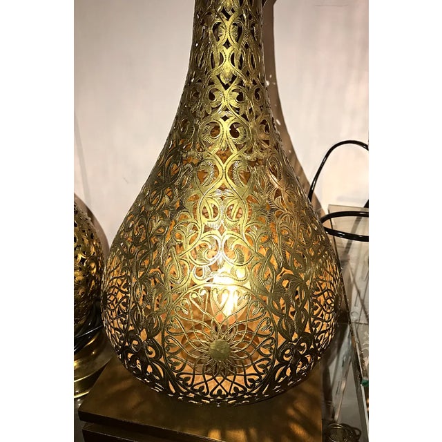 1980s Embossed Brass Floor Lamp From Marrakech For Sale - Image 4 of 6