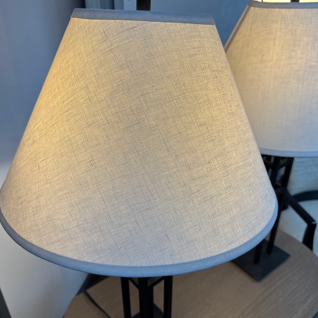 Modern Modernist Lattice Tower Table Lamps, Pair For Sale - Image 3 of 12