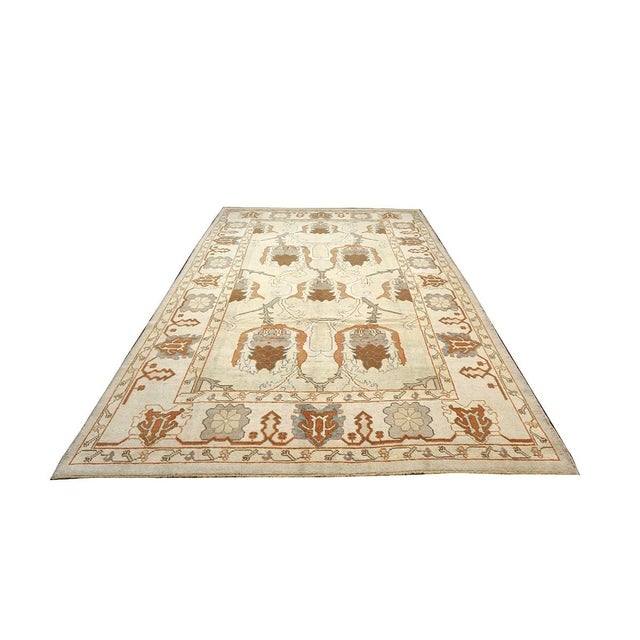 21st Century Turkish Oushak 9x13 Gray, Ivory & Brown Handmade Wool Area Rug #1140109 For Sale - Image 4 of 7