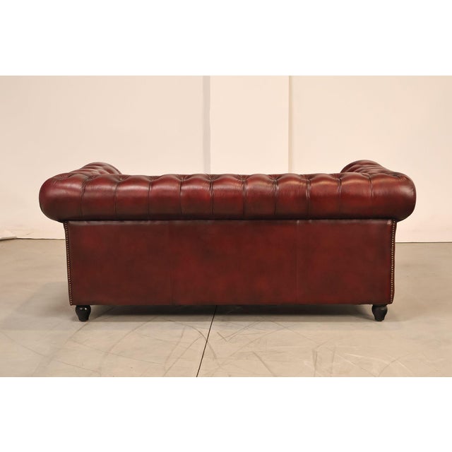 Chesterfield Style Oxford Red Leather Sofa For Sale - Image 14 of 17